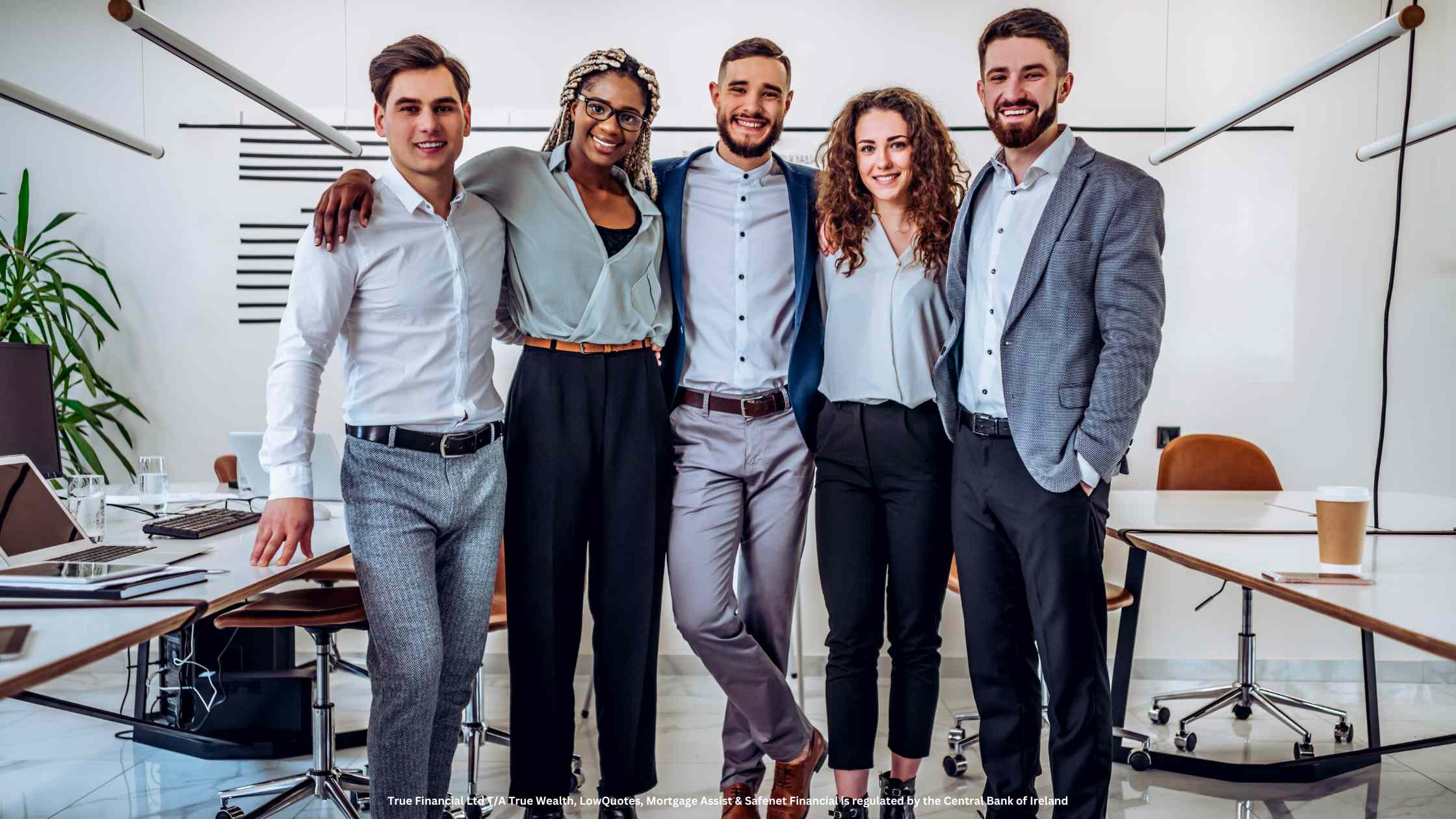 happy employees in the office 